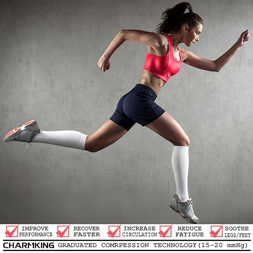 CHARMKING Compression Socks showing nylon fabric texture