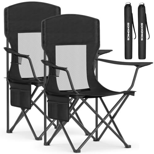 SONGMICS Breathable Camping Chairs set of two in black