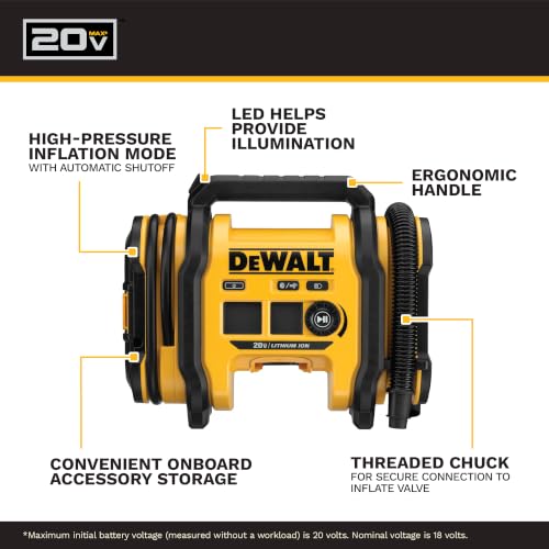 DEWALT tire inflator power sources