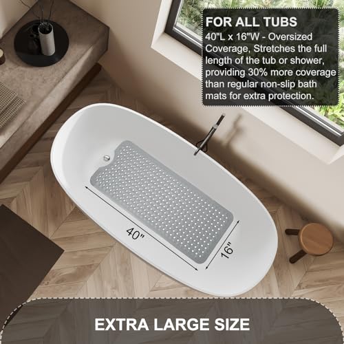 TEESHLY bath mat inside a clean gray bathtub