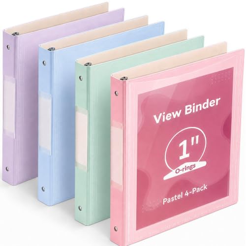 SortRax 1-Inch 3-Ring Binders Pastel 4-Pack set
