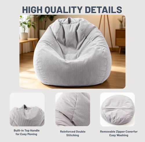 Memory foam filling inside the bean bag cover