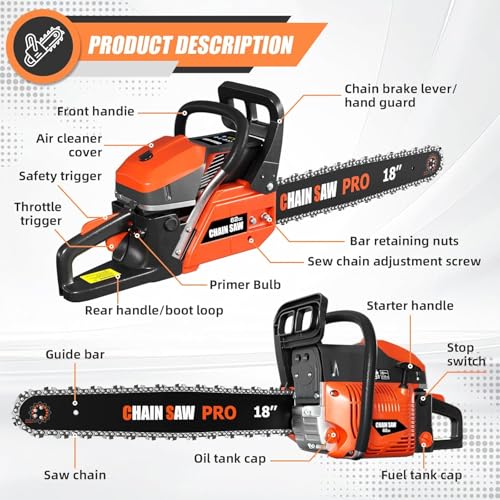 Baococo 62CC chainsaw with 22-inch bar