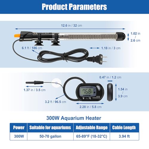 DaToo submersible aquarium heater in a fish tank