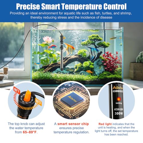 Close up of DaToo aquarium heater temperature adjustment knob