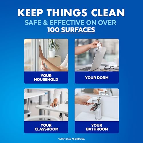 Lysol wipes cleaning a bathroom faucet