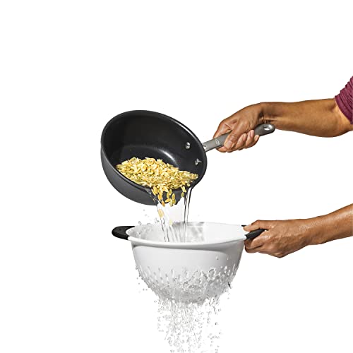 Non-slip ergonomic handle on OXO kitchen strainer