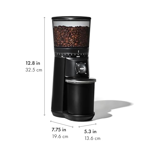 Compact OXO electric coffee grinder for home kitchen