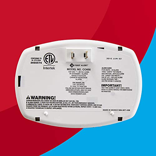 First Alert CO alarm packaging and device