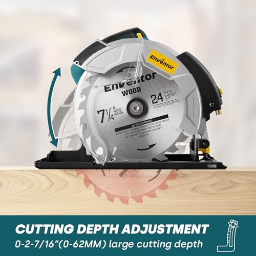 Enventor circular saw with rip guide attached