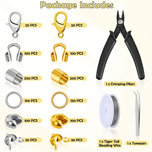 Gold and silver jewelry crimp beads and findings