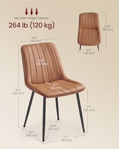 Caramel Brown upholstered dining chair