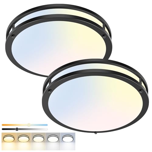 Hepside 13-inch black flush mount ceiling light 2-pack