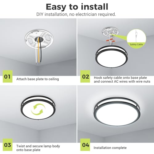 View of the slim 2-inch profile of the Hepside ceiling lamp