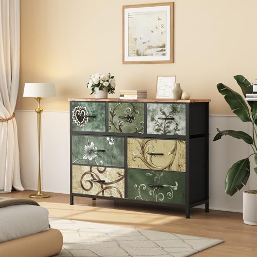 Sweetcrispy fabric bin dresser showing seven drawers