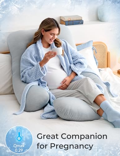 Momcozy 57-inch maternity pillow in Grey