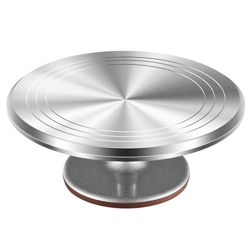 Kootek 12-inch silver aluminum alloy cake turntable