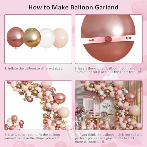 Assorted sizes of Blocesa pink and gold latex balloons