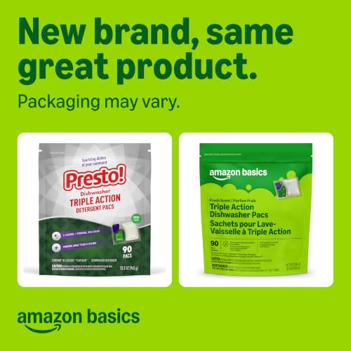 Amazon Basics Triple Action Dishwasher Pacs back label and instructions