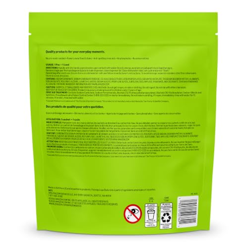 Amazon Basics Triple Action Dishwasher Pacs bulk quantity display