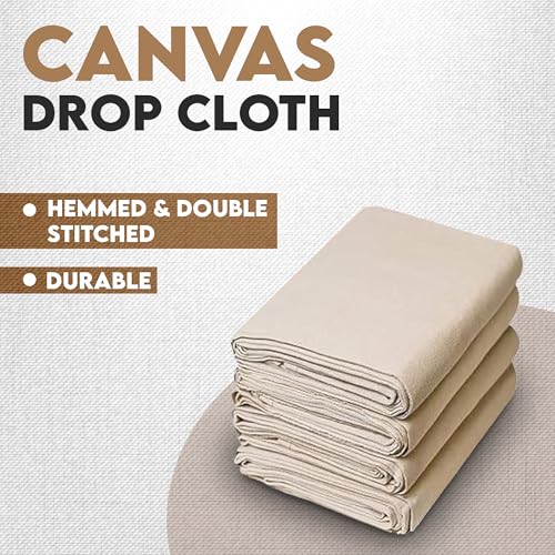 Painter using Corporate Hills canvas drop cloth on floor