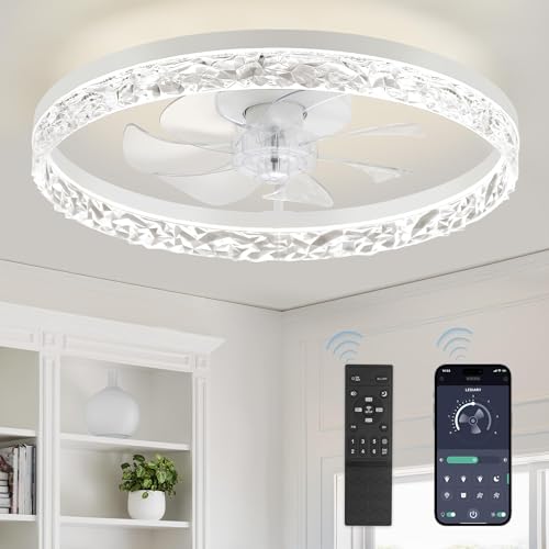 LEDIARY 20 inch white ceiling fan with light