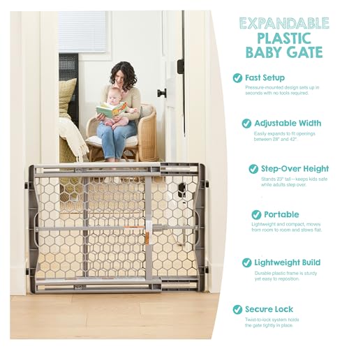 Regalo safety gate set up at the bottom of stairs