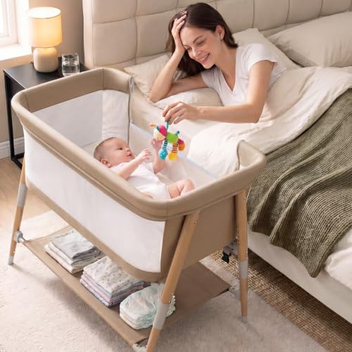 JevrJeur 3-in-1 bedside bassinet in Khaki