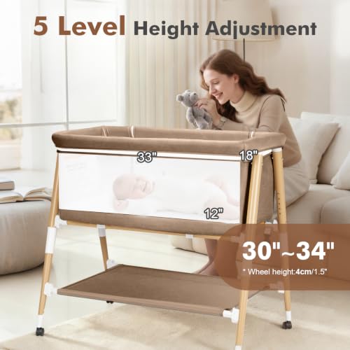 JevrJeur portable crib side view with mesh walls