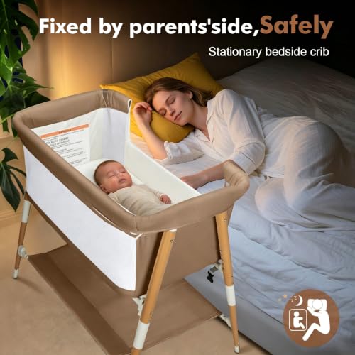 Adjustable height mechanism on JevrJeur baby bassinet