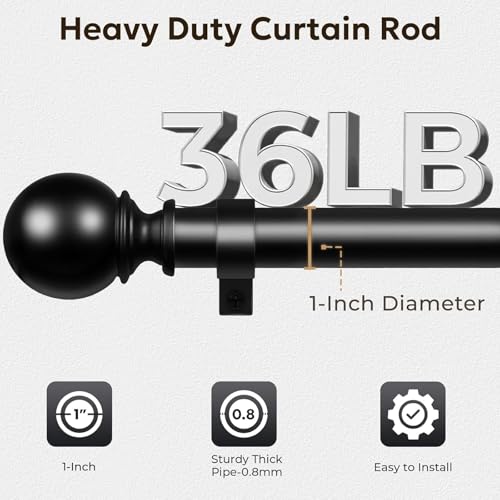 Installed Zeerobee black curtain rod on window