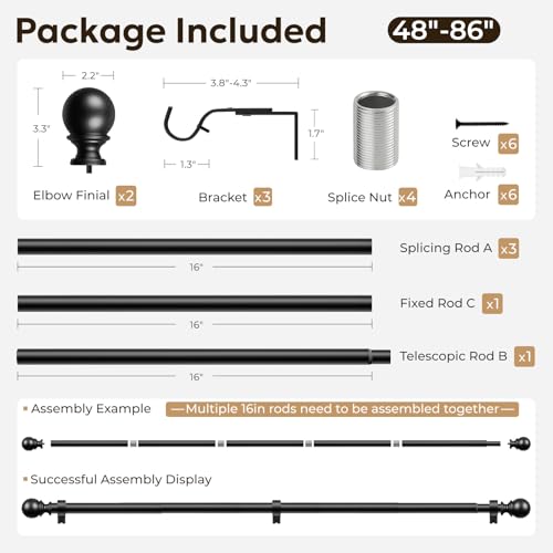 Black metal finish of Zeerobee curtain rod