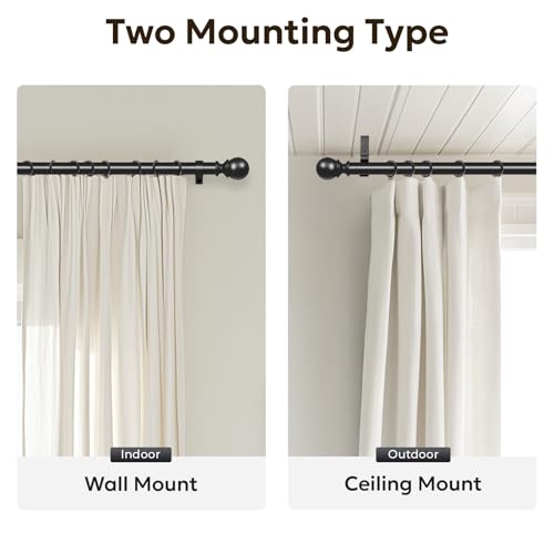 Full set view of Zeerobee PB-48BK curtain rod