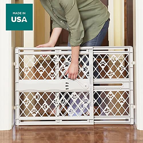 Light gray plastic pet gate for doorways