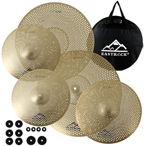 EASTROCK 5 Pieces Low Volume Cymbal Pack golden set