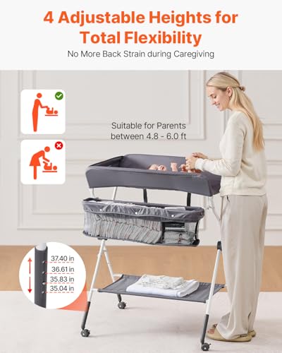 Foldable diaper station with storage basket
