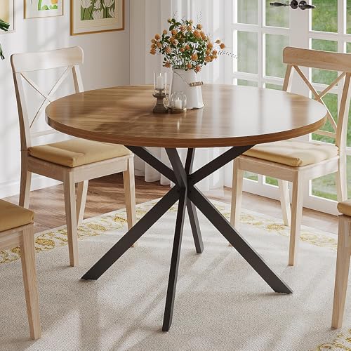 ChooChoo 47.2 Inch Round Dining Table walnut finish