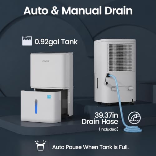 Waykar dehumidifier in a large basement setting