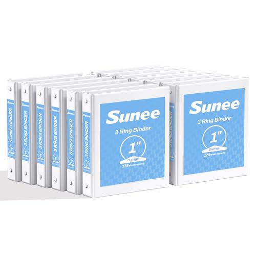 SUNEE 12 pack white 1 inch binders