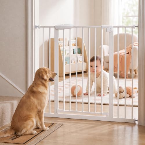 NEWBULIG 30-inch tall white baby gate