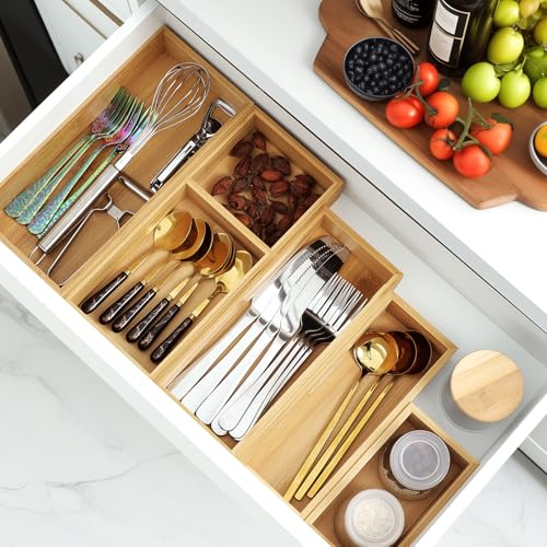 Five individual wood drawer trays