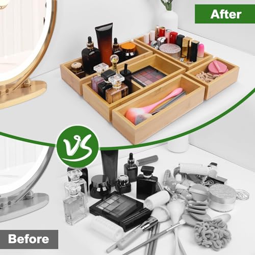 Bamboo cosmetic bin arrangement