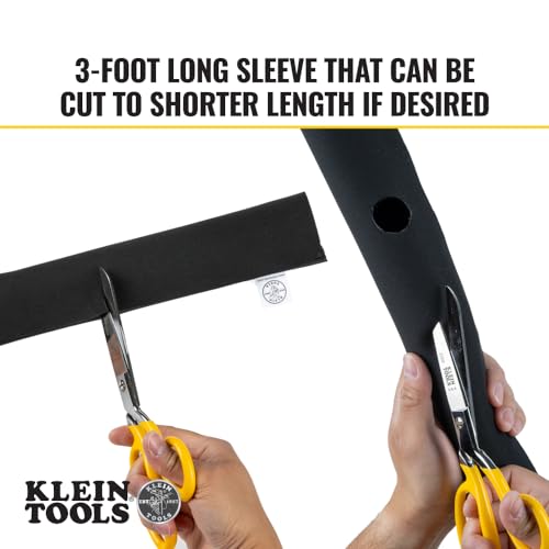 Klein Tools cable management sleeve on desk