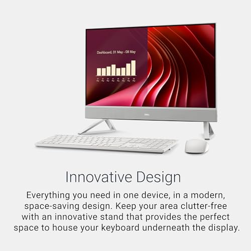Rear view of white Dell 23.8 inch desktop