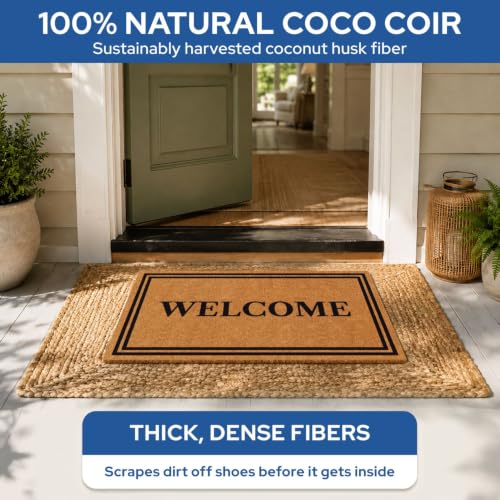 Welcome lettering on rectangular doormat