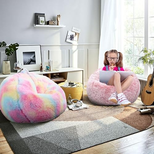 Pink faux fur bean bag 2.5FT