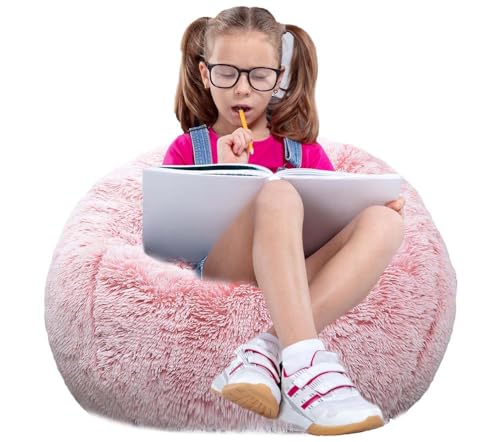 Pink bean bag in bedroom setting