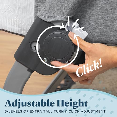 Angled view of the grey Baby Delight bassinet