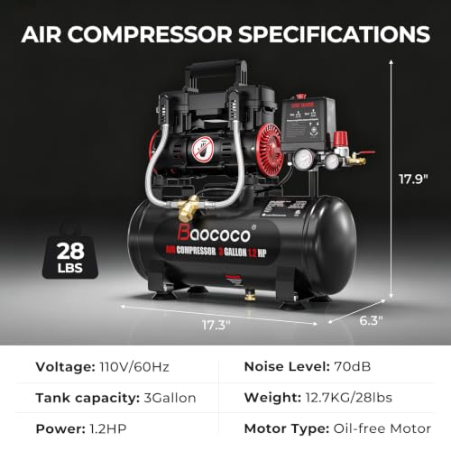Close up of Baococo air compressor pressure gauge