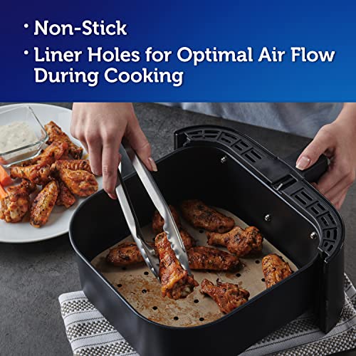 Square parchment liner inside air fryer